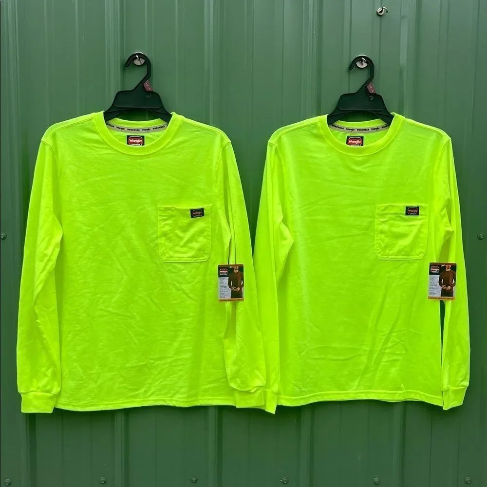 Wrangler Workwear Men's Long Sleeve Heavyweight Pocket T-Shirt 2-Pack Size S